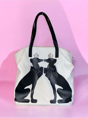 My Flat in London White Tote with Black Dog Silhouettes